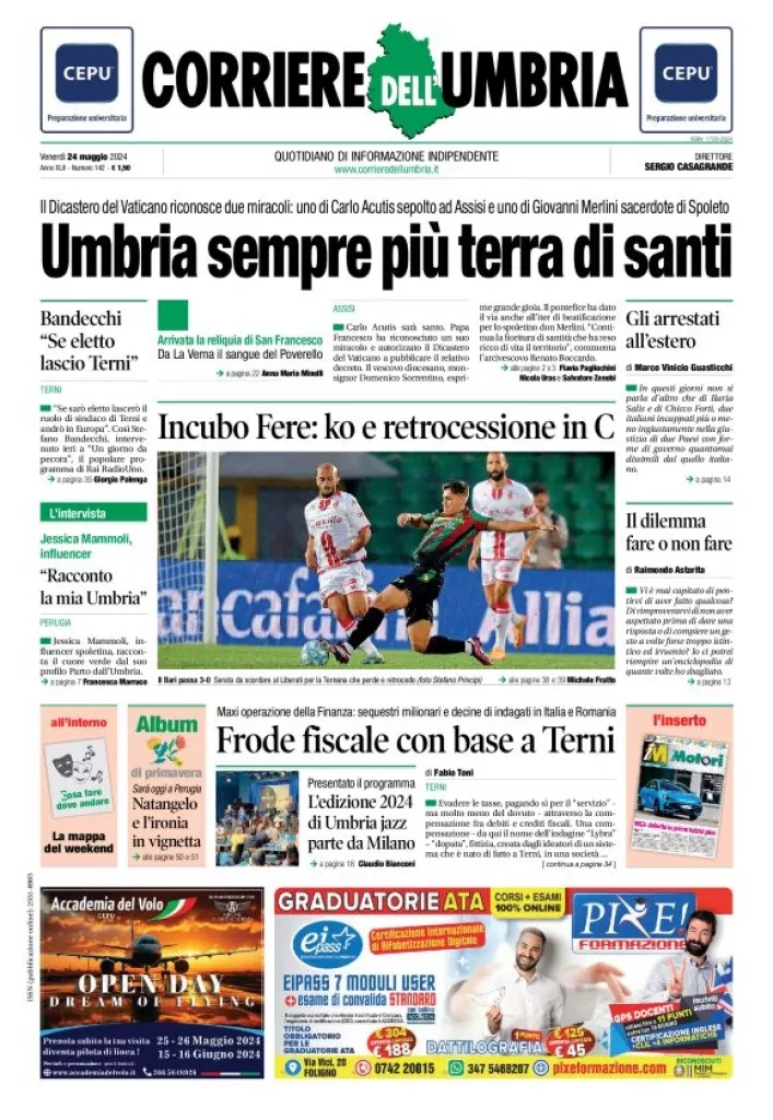 Prima-pagina-corriere umbria-del-2024-05-24